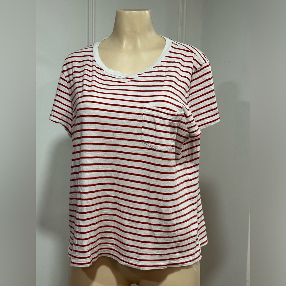 Madewell red & white striped T-shirt size XL